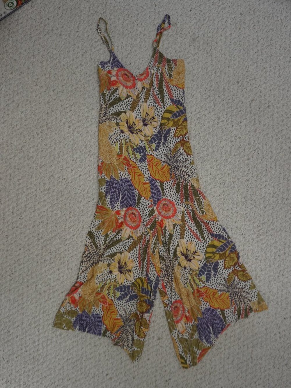World Market Floral Cheeta Polka Dot Long Short Loose Wide Leg Romper S/M
